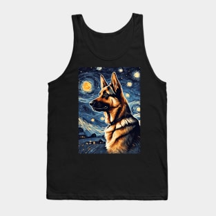 German Shepherd Dog Breed in a Van Gogh Starry Night Art Style Tank Top